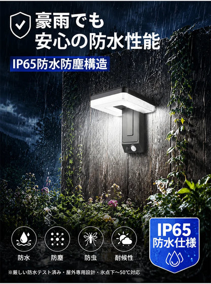 ソーラー充電式人感センサー屋外ウォールライト